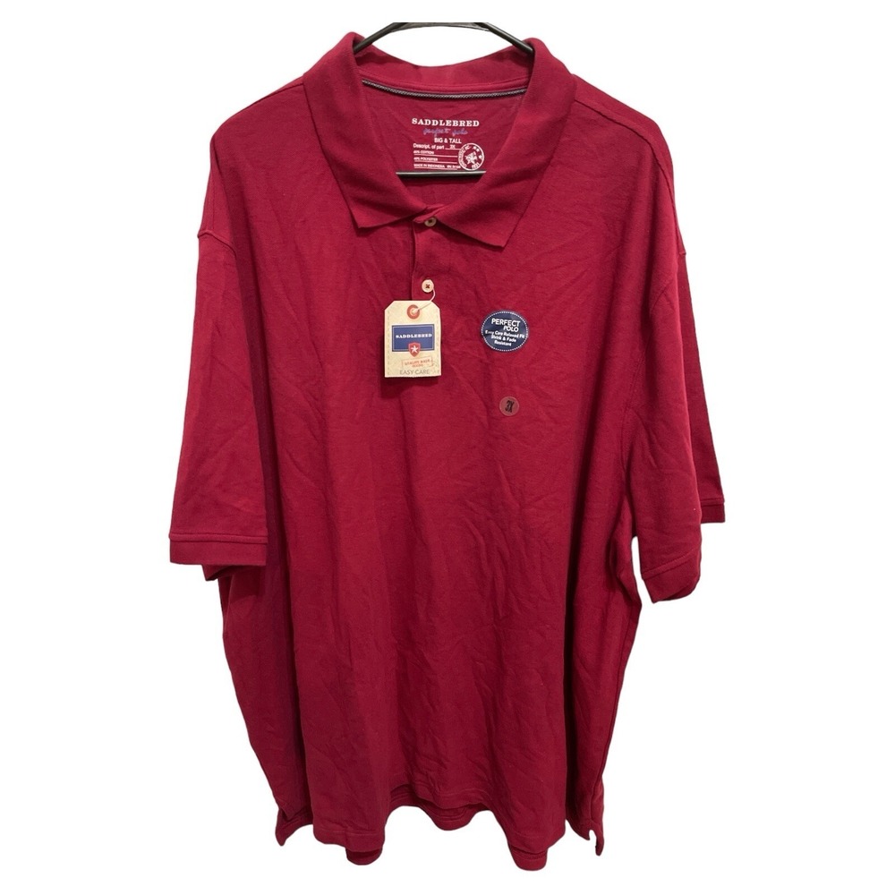 Saddlebred Men's Red Big & Tall 3XL Easy Care Relaxed Fit Polo Shirt